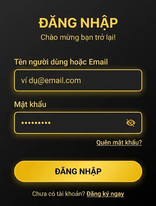 Giao diện đăng nhập tài khoản OK99